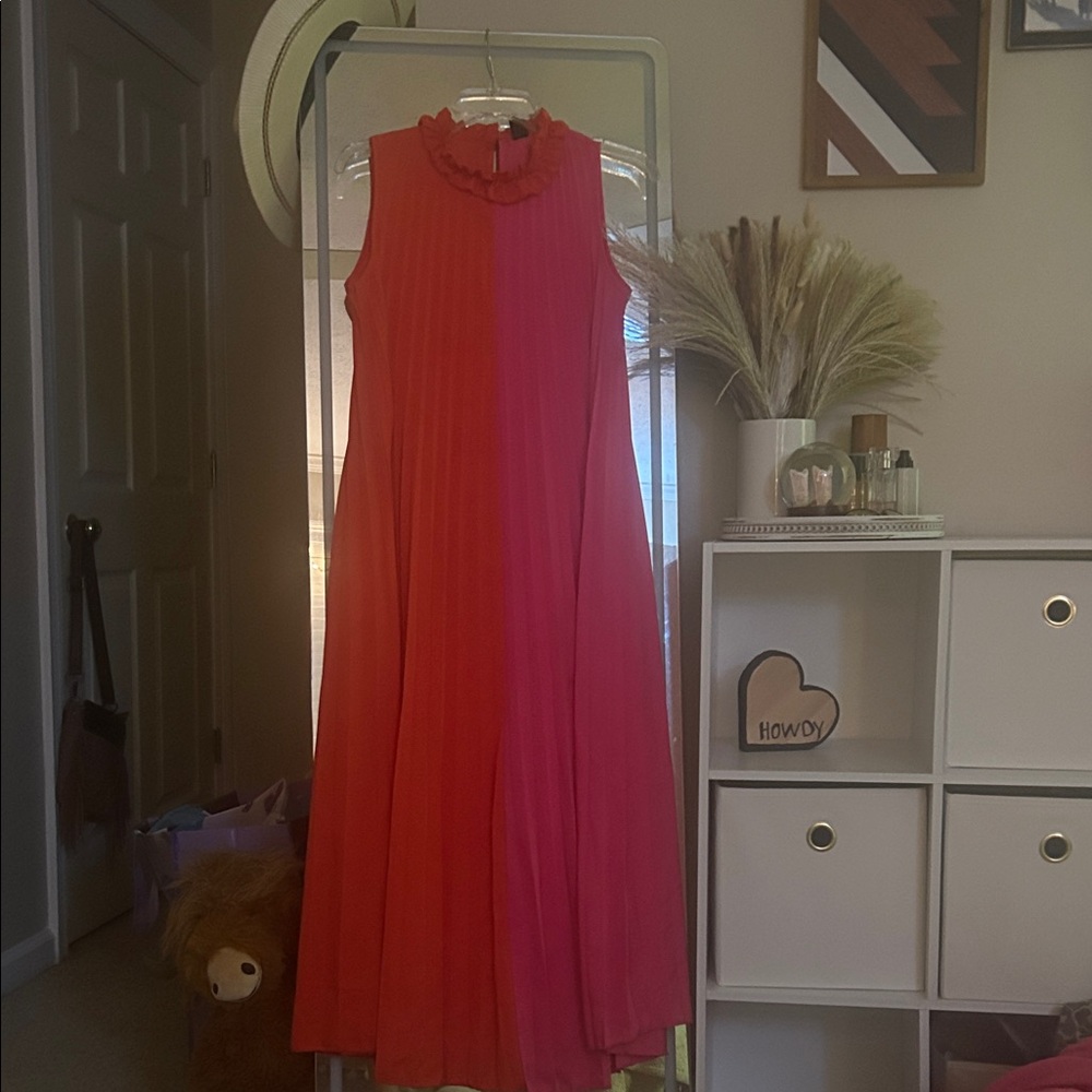 SHEIN Vibrant Pink and Red Maxi Dress